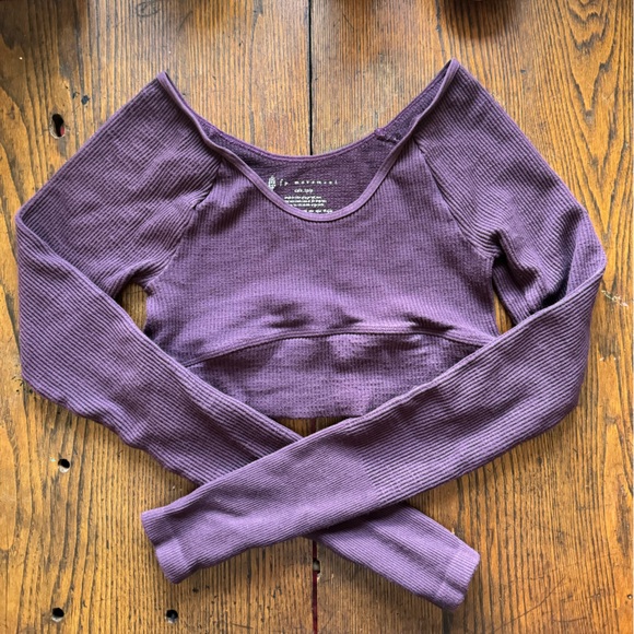 Free People Movement Hop to it long sleeve Crop Top XS/S Purple brushed maroon - Picture 11 of 12